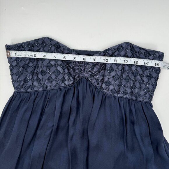 Laundry By Shelli Segal Navy Silk Strapless Bubble Skirt Dress Size 4 - Picture 10 of 11